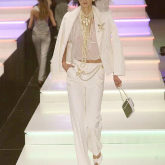 Chanel Spring 2001 Ribbed Blazer Pantsuit 38 - Picture 1 of 16